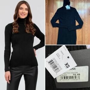 New Pietra Brunelli $129 Aurora Ribbed Blk Turtleneck Sweater Maternity XS